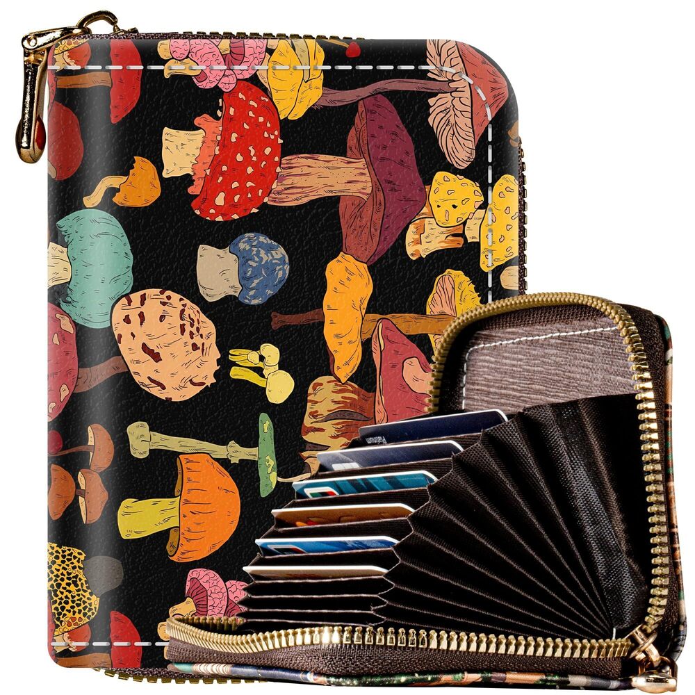 1816 Credit Card Holder Mushroom RFID Credit Card Wallet with Zipper